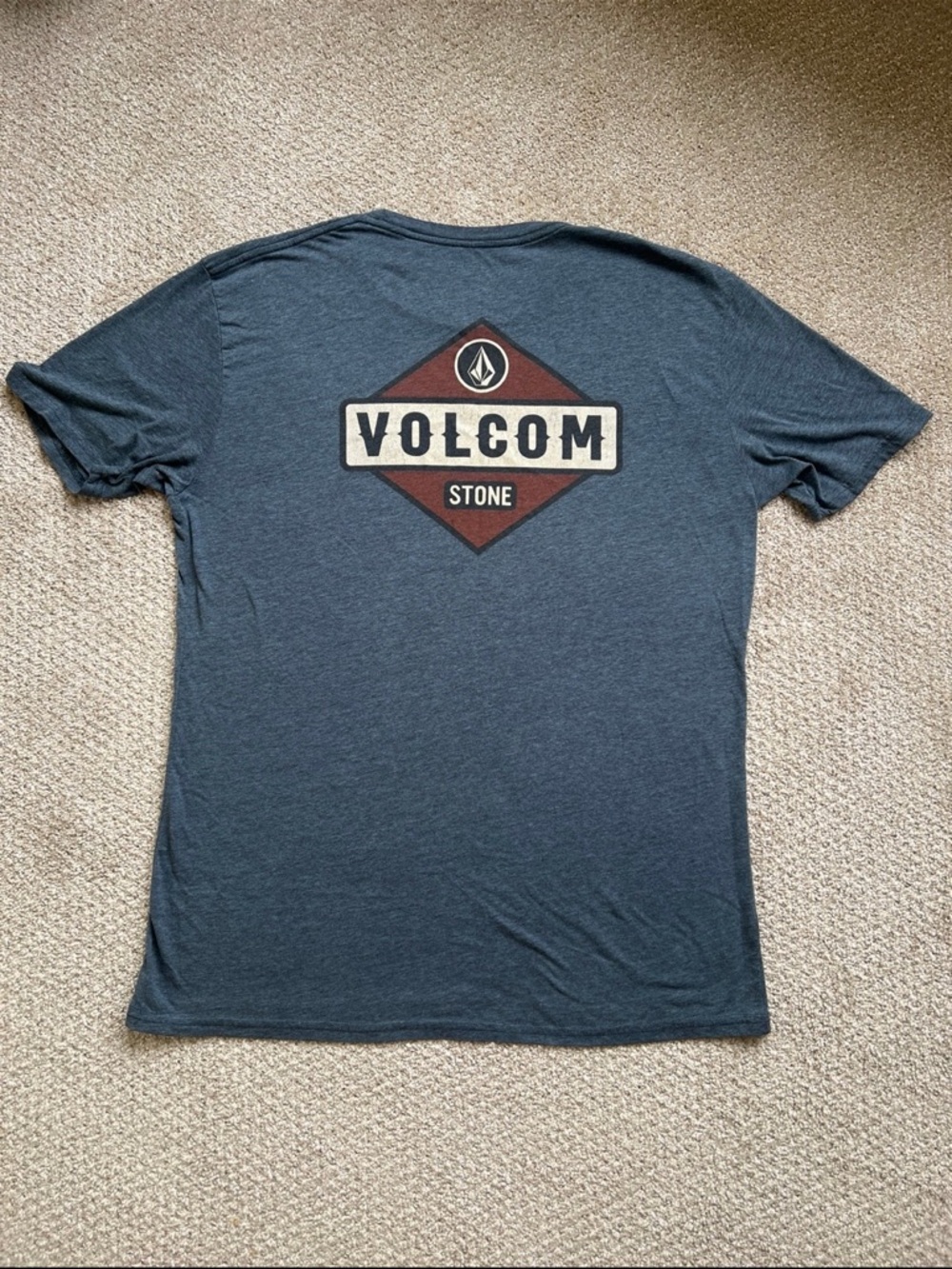 Volcom Men's Short Sleeve Logo Tee in Charcoal Blue